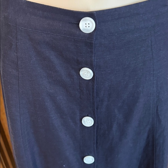 1901 COLOR BLOCK LINEN BLEND RED BLUE WITH POCKETS MIDI SKIRT SZ8 - Picture 2 of 10